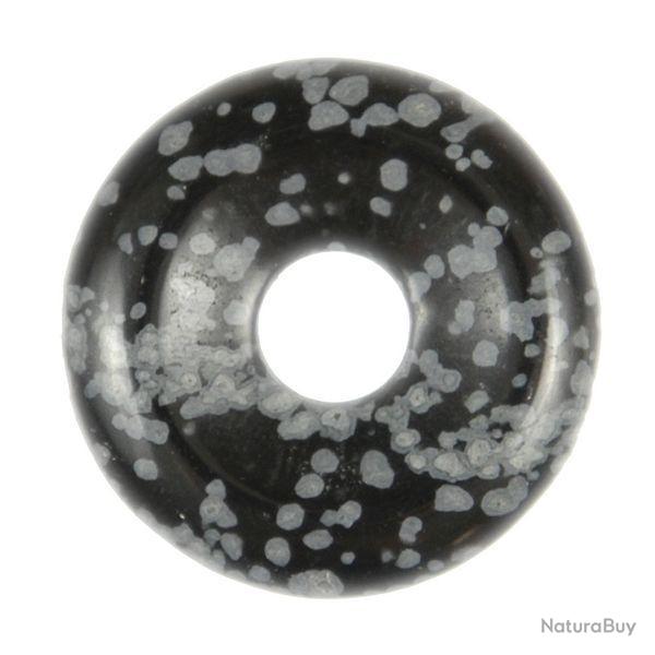 Donut Pi Chinois en obsidienne neige pour pendentif 2 cm