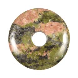 Donut Pi Chinois en unakite pour pendentif 3 cm