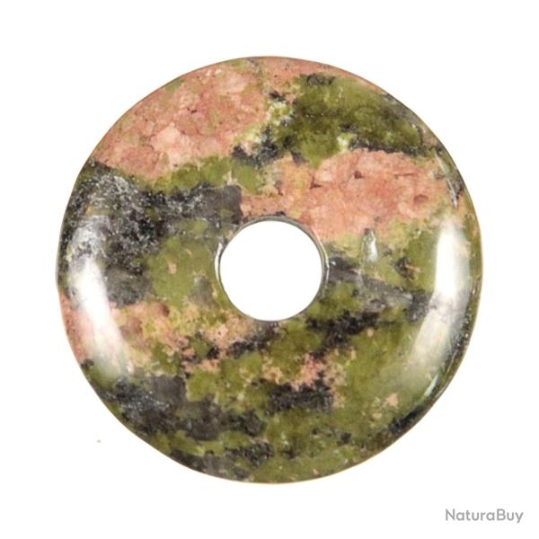 Donut Pi Chinois en unakite pour pendentif 3 cm