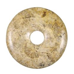 Donut Pi Chinois en corail fossilis&eacute; pour pendentif 4 cm