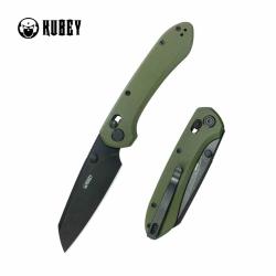 Couteau Pliant Kubey Bonza Lame Acier 14C28N Finition Black Manche Plaquettes G10 Vert OD KUB446E