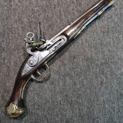 Grand pistolet type anglais &agrave; silex platine Brander Potts London en tr&egrave;s bel &eacute;tat pour d&eacute;coration