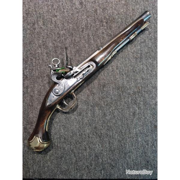 Grand pistolet type anglais � silex platine Brander Potts London en tr�s bel �tat pour d�coration