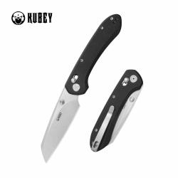Couteau Pliant Kubey Bonza Lame Acier 14C28N Finition Satin Manche Plaquettes G10 Noir KUB446A