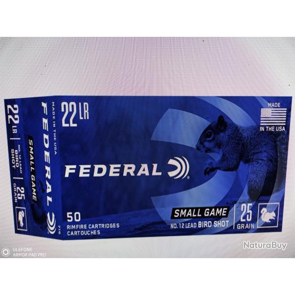 F�d�ral cartouche 22lr bird shot plomb de 12 50 munitions
