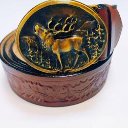 VALENTIN GANCH CEINTURE AVEC GRAVAGE FEUILLES DE CH&Ecirc;NE