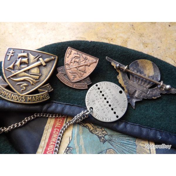 b�ret insigne parachutiste commando marine Nationale plaque matricu r�duction marin plongeur Kieffer