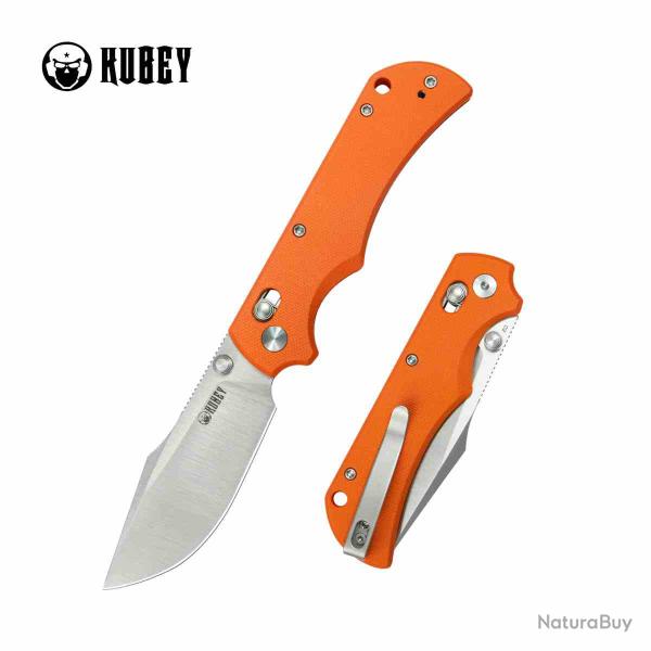 Couteau Pliant Kubey Iguana Lame Acier D2 Finition Satin Manche Plaquettes G10 Orange KUB503B