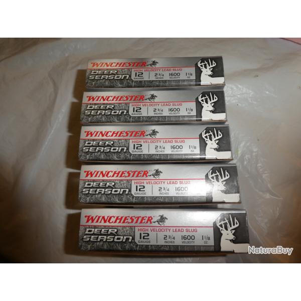 lot de 5 boites de balles Winchester cal 12