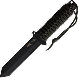 Couteau Linton Cutlery Tanto Heavy Black Lame Acier Inox Manche Cordon Vert OD Sans &eacute;tui L97063B