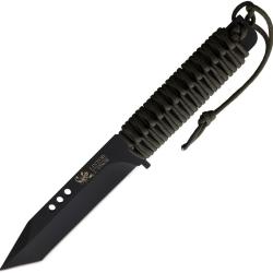 Couteau Linton Cutlery Tanto Black Lame Acier Inoxydable Manche Cordon Vert OD Sans &eacute;tui L97062B