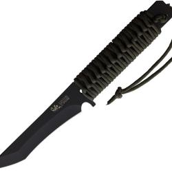 Couteau Linton Cutlery Black Lame Acier Inoxydable Manche Cordon Vert OD Sans &eacute;tui L97059B
