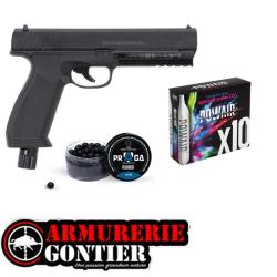 PACK Pistolet Vesta Defense PDW50 CO2 Cal. .50 - Nouvelle G&eacute;n&eacute;ration + Accessoires (50 BILLES, 10 CO