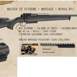 Pack Carabine MAUSER M25 extr&ecirc;me gaucher cal.300win mag synth point rouge Minox RV1(80224005+montage