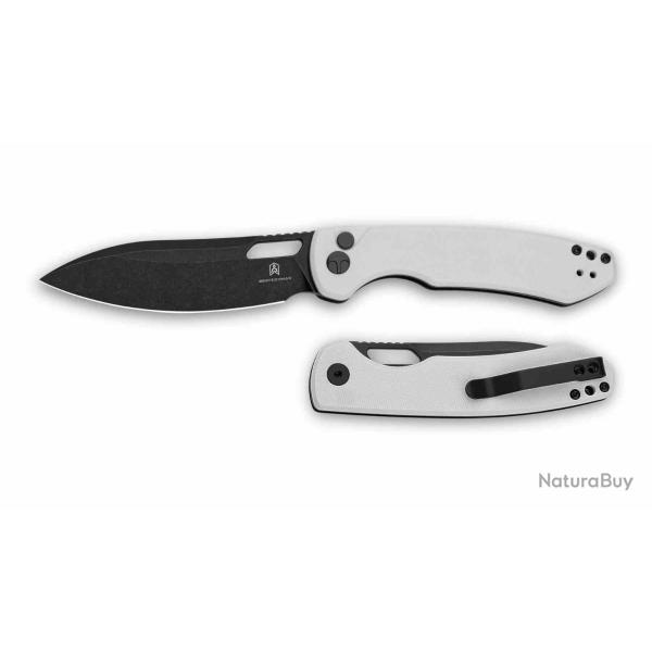 Couteau Bestechman Firebird Lame Acier D2 Manche G10 Blanc Button Lock BMK05E