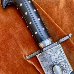 grande dague de chasse d'aristocrate lame damas / Caucase / Russie / Georgie circa 1810