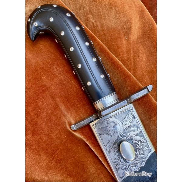 grande dague de chasse d'aristocrate lame damas / Caucase / Russie / Georgie circa 1810