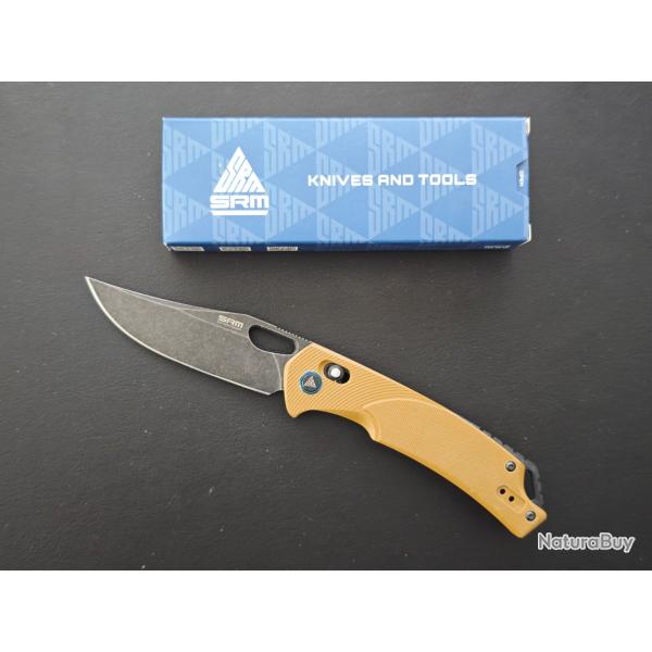 SRM 9201-GW Crossbar Lock, lame Bowie de 9 cm de long et plaquettes en G10 - NEUF.