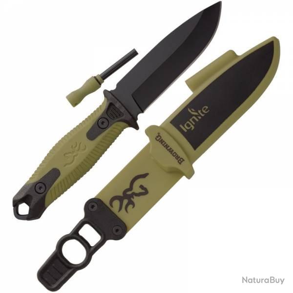 BROWNING - Couteau � lame fixe IGNITE FIXE NOIR/VERT