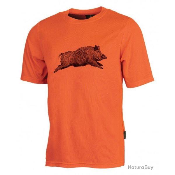 Tee-shirt enfant manches courtes sanglier orange TREELAND-6 ans