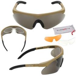 Lunettes "Raptor" Kit w/ 3 verres (SwissEye) D&eacute;sert Transparent / Orange / Fum&eacute;
