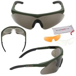 Lunettes "Raptor" Kit w/ 3 verres (SwissEye) OD Transparent / Orange / Fum&eacute;