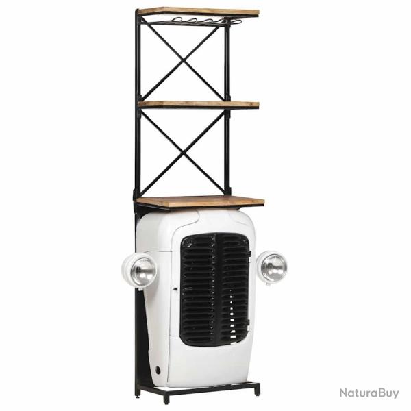 Cave � vin tracteur blanche en bois de manguier solide pour la cuisine, 49 � 31 � 172 cm