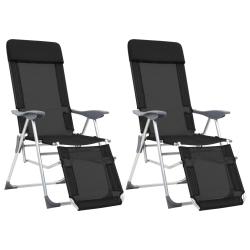 Chaises de camping pliantes et repose-pied lot de 2 textil&egrave;ne