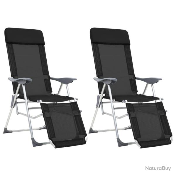Chaises de camping pliantes et repose-pied lot de 2 textil�ne