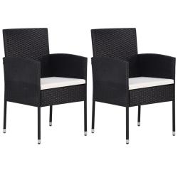 Chaises de coussins blanc cr&egrave;me 2pcs noir r&eacute;sine tress&eacute;e