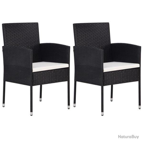 Chaises de coussins blanc cr�me 2pcs noir r�sine tress�e