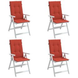 Coussins de chaise &agrave; dossier haut lot de 4 rouge m&eacute;lang&eacute; tissu