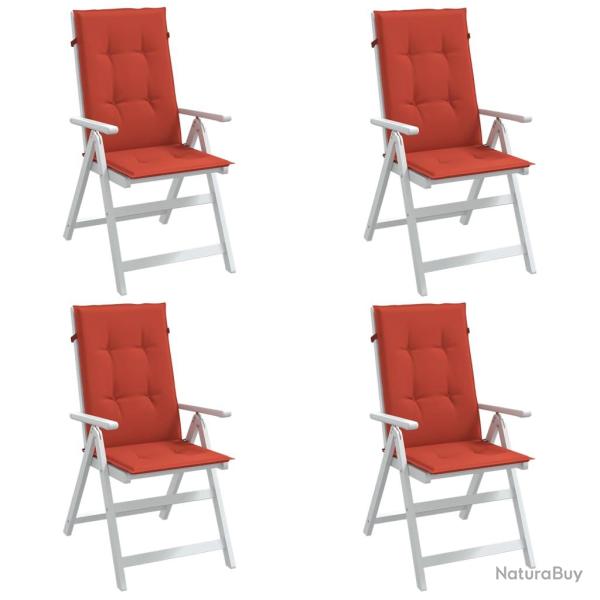 Coussins de chaise � dossier haut lot de 4 rouge m�lang� tissu