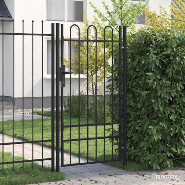 Portail de cl�ture BOXTEL � porte simple avec arc en haut, acier 1 x 1,75 m, noir