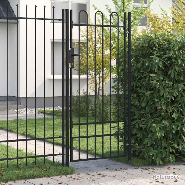 Portail de cl�ture BOXTEL � porte simple avec arc en haut, acier 1x2 m noir