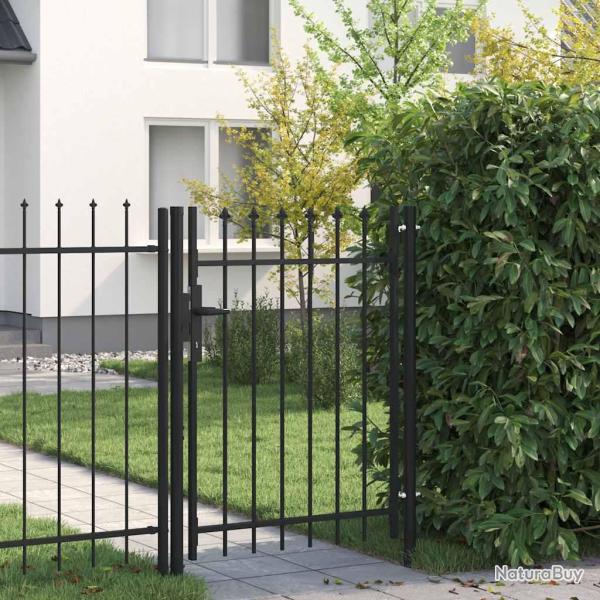 Portail de cl�ture BOXTEL � une porte avec pointes sup�rieures, acier 1 x 1,2 m, noir