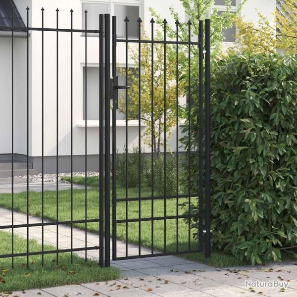 Portail de cl�ture BOXTEL � une porte avec pointes sup�rieures, acier 1x2 m noir