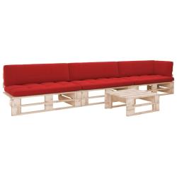 Salon de palette 4pcs avec coussins Bois de pin impr&eacute;gn&eacute;