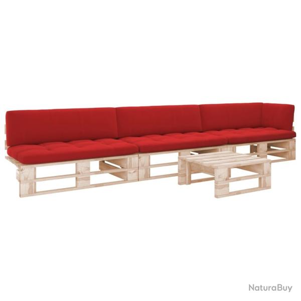 Salon de palette 4pcs avec coussins Bois de pin impr�gn�