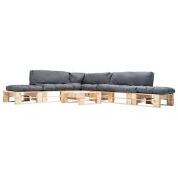 Salon de palette 6 pcs avec coussins gris bois
