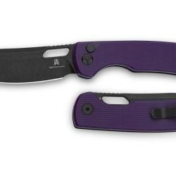 Couteau Bestechman Firebird Lame Acier D2 Manche G10 Purple Button Lock BTKMK05D