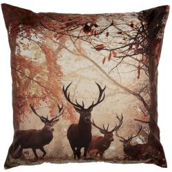 Coussin LOVERGREEN cerfs fond brun n&deg;1