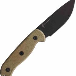 Couteau Fixe Ontario TAK 2 Lame Acier 1075HC Manche Micarta Canvas Made in USA &Eacute;tui Cuir ON8664