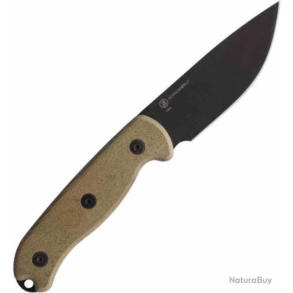 Couteau Fixe Ontario TAK 2 Lame Acier 1075HC Manche Micarta Canvas Made in USA �tui Cuir ON8664