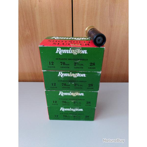 Lot de 4 boites de 10 balles Slug 12/70 28 Gr Remington shotshells slugger 40 cartouches
