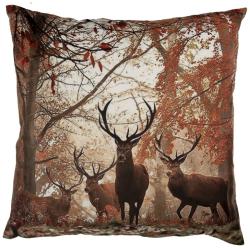 Coussin LOVERGREEN cerfs fond brun n&deg;2