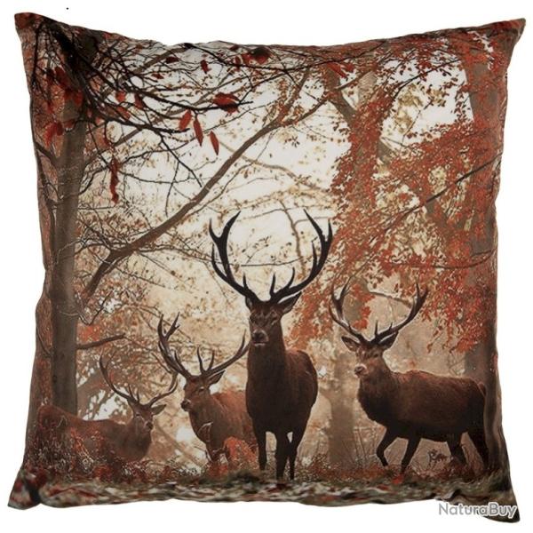 Coussin LOVERGREEN cerfs fond brun n�2