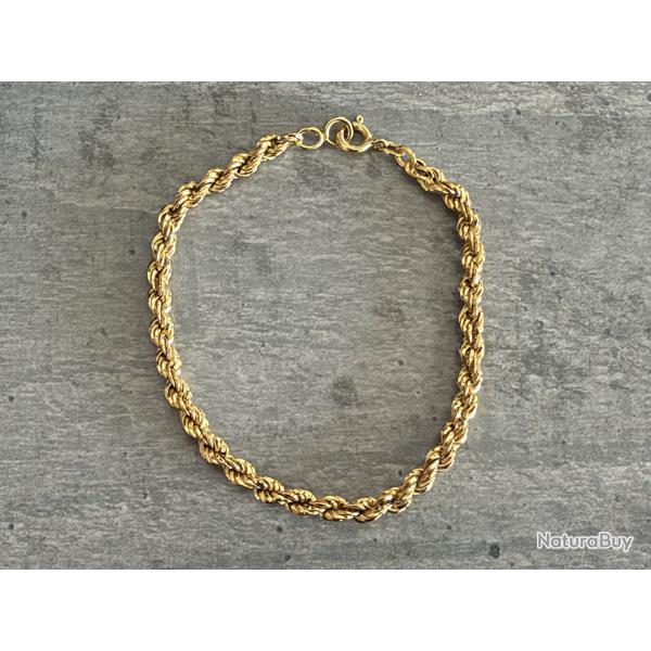 Joli bracelet or 18 carats - maille corde - 18,5 cm