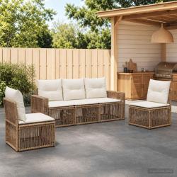 Ensemble de canap&eacute; de 5 pcs Beige et blanc cr&egrave;me