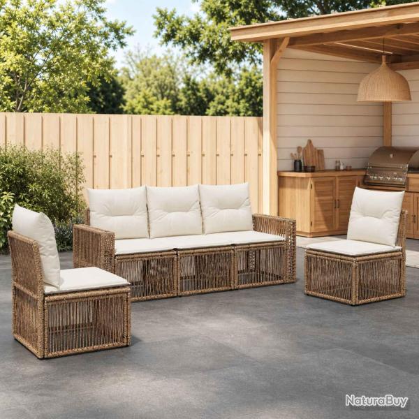 Ensemble de canap� de 5 pcs Beige et blanc cr�me